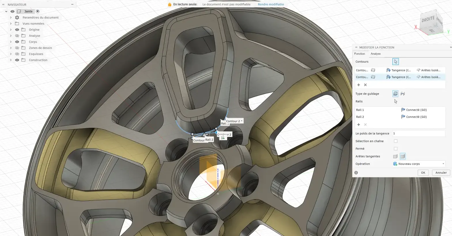 Modélisation surfacique d'une jante automobile dans Fusion 360